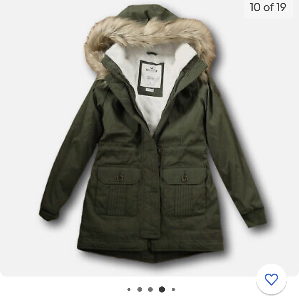 Hollister Heritage Collection army green coat, Medium.